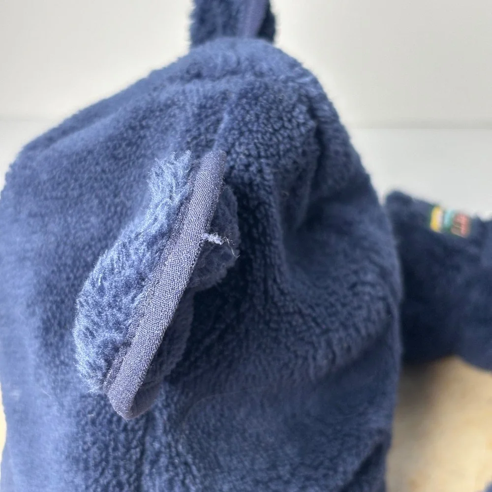 LL Bean Toddler Hat and Mittens Set Navy Blue‎ Fleece Bear Ears 6-12M Hi-Pile